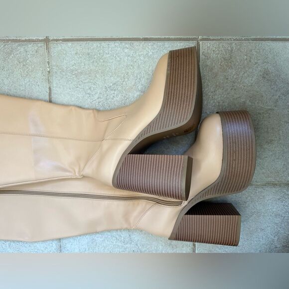 urban outfitters boots UO Noreen Tall Platform Boot size 10 eu 41 in honey heels - Picture 5 of 7